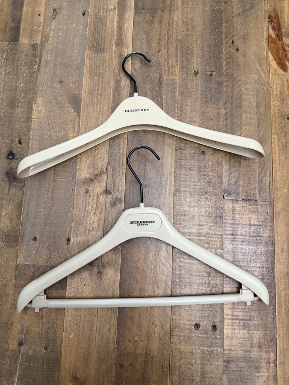 Burberry Cream Plastic Coat & Trouser Hangers - Set of 2